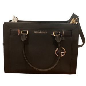 Michael Kors black Dillon Saffiano Leather Satchel